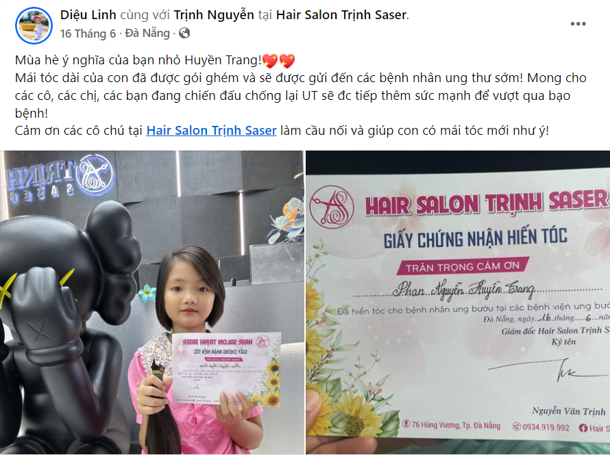 HIẾN TÓC NHÂN ĐẠO - NƠI LAN TOẢ YÊU THƯƠNG Salon tóc Đà Nẵng