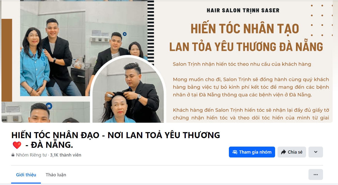 Nhóm hiến tóc nhân đạo của Salon Trịnh Saser với hơn 3000 thành viên